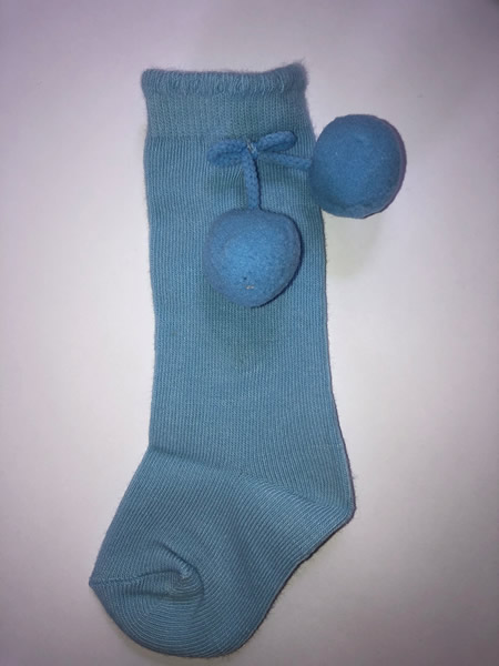 Baby Blue Pom Pom Socks