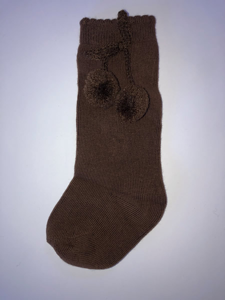 Brown Pom Pom Socks