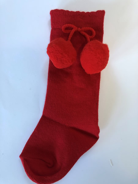 Red Pom Pom Socks