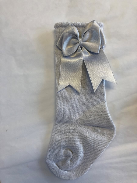 Silver Glitter Bow Socks